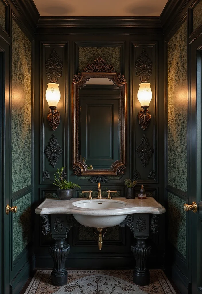14 Black Bathroom Light Fixture Ideas With Edge - 7. Art Deco Inspired
