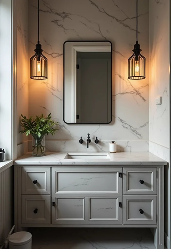 14 Black Bathroom Light Fixture Ideas With Edge - 8. Black Cage Lights