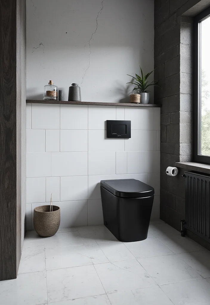 14 Black Toilet Bathroom Design Inspirations - 1. Monochrome Marvel