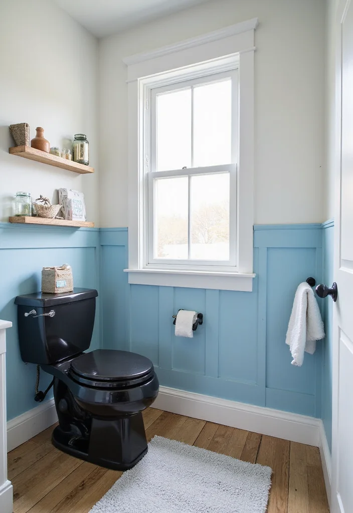 14 Black Toilet Bathroom Design Inspirations - 10. Coastal Vibes