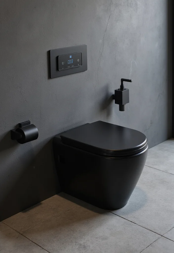 14 Black Toilet Bathroom Design Inspirations - 11. Smart Technology Integration