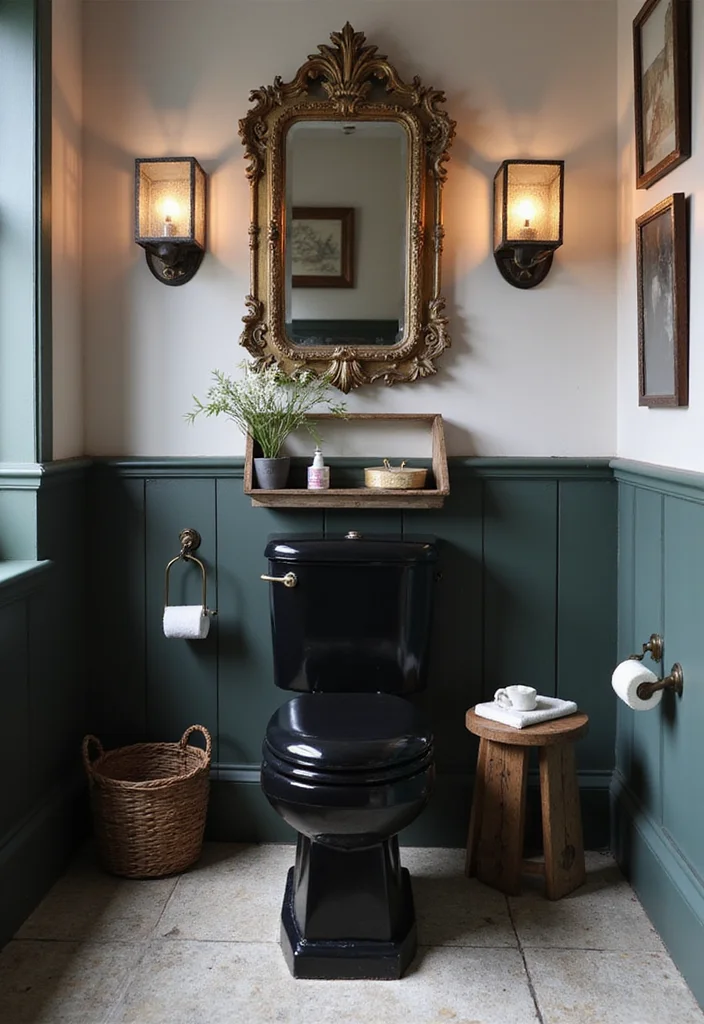 14 Black Toilet Bathroom Design Inspirations - 7. Vintage Flair