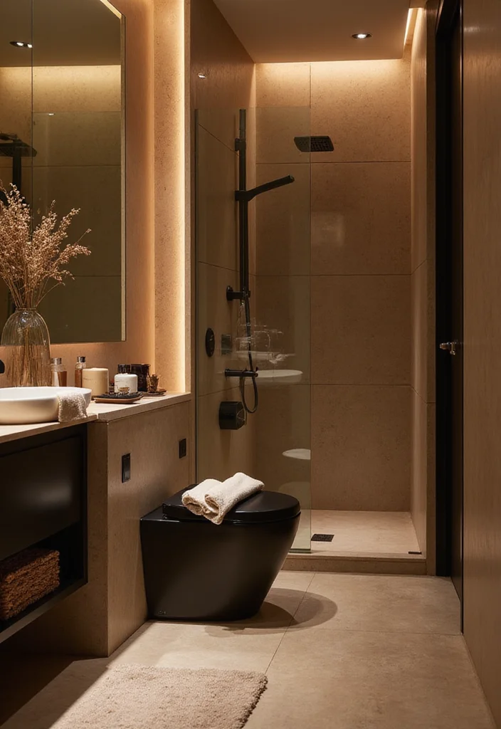 14 Black Toilet Bathroom Design Inspirations - 8. Spa-like Retreat