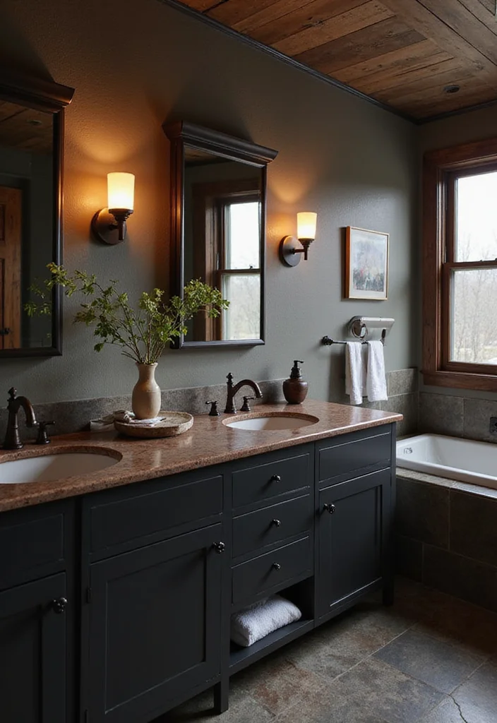 14 Black and Copper Bathroom Design Ideas - 3. Industrial Style Fixtures