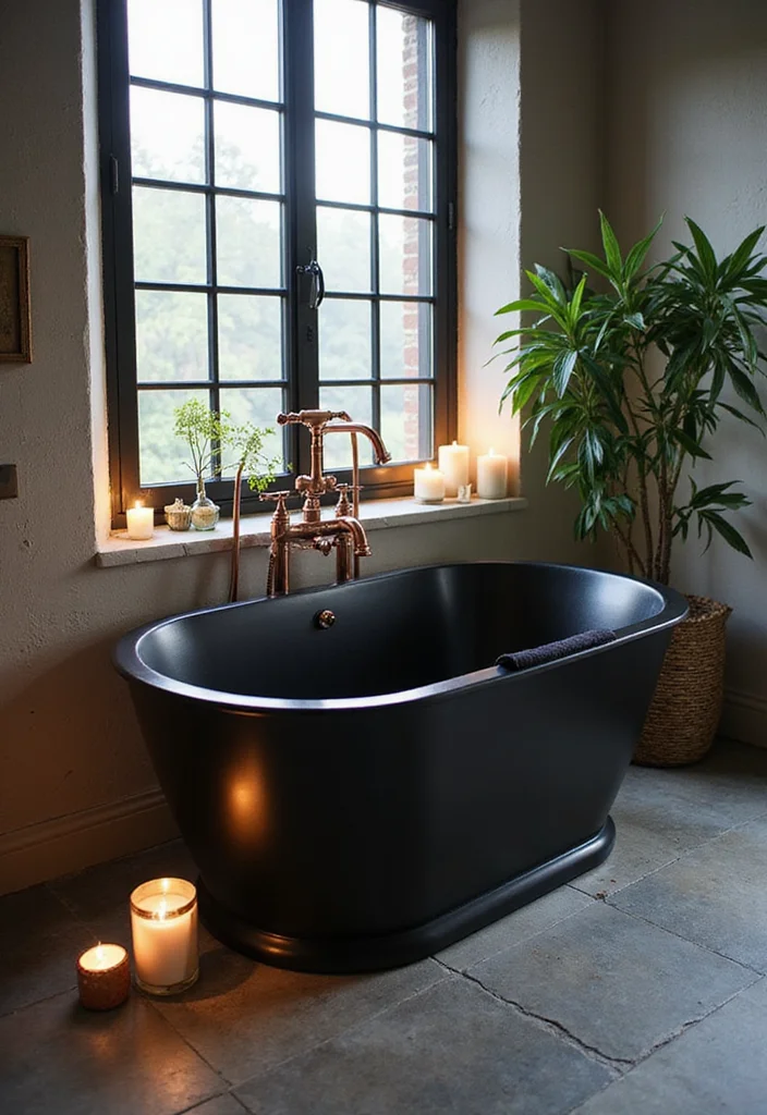 14 Black and Copper Bathroom Design Ideas - 5. Statement Bathtubs