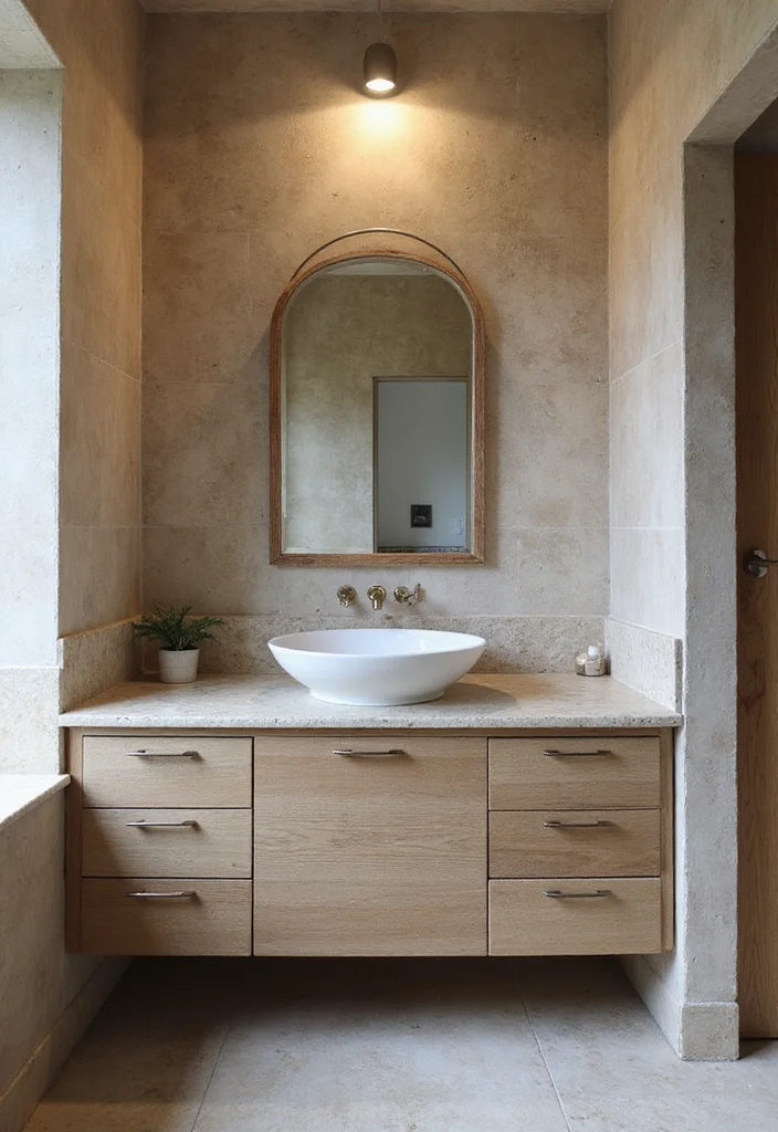 14 Built In Bathroom Vanity Ideas for Small Spaces - 12. Textured Finish Vanity