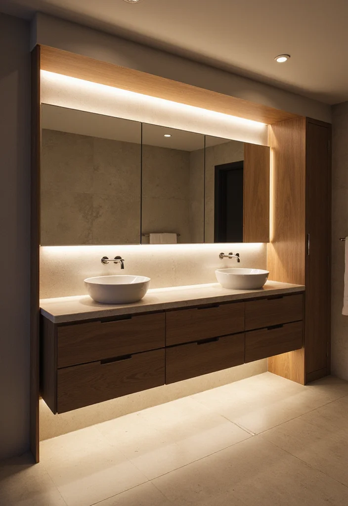 14 Built In Bathroom Vanity Ideas for Small Spaces - 5. Integrated Lighting Vanity