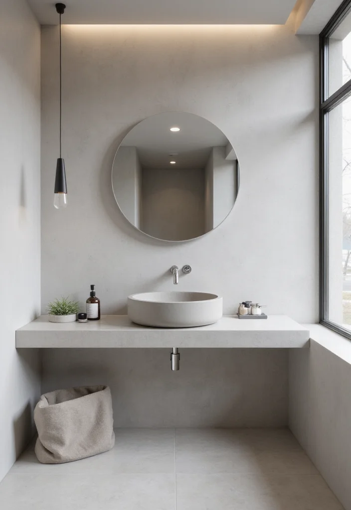 14 Cement Sink Bathroom Ideas for Modern Homes - 1. Minimalist Marvel