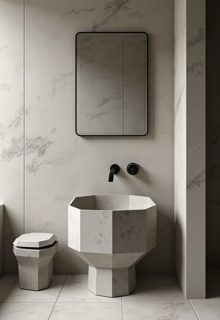 14 Cement Sink Bathroom Ideas for Modern Homes - 10. Geometric Cement Sinks