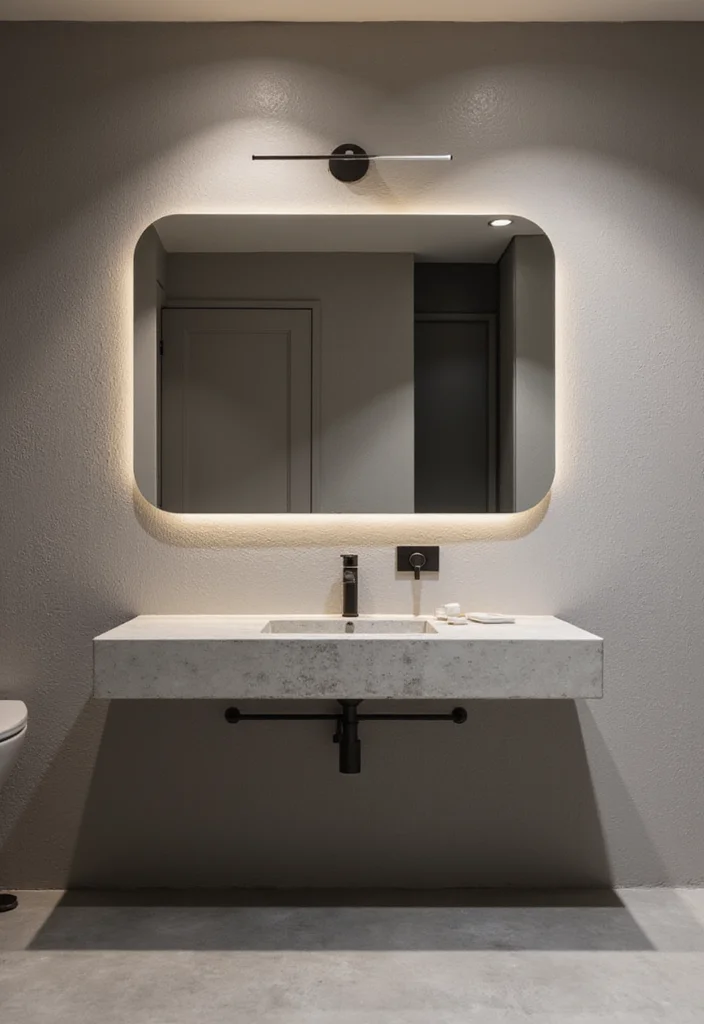 14 Cement Sink Bathroom Ideas for Modern Homes - 13. Cement Sink with Integrated Drainage