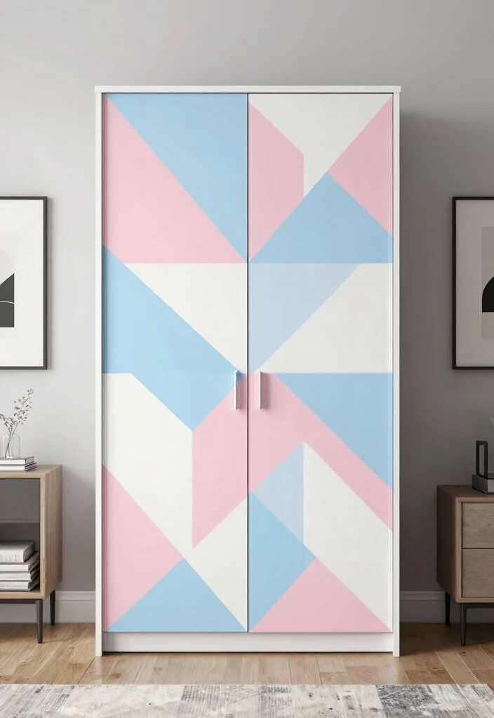 14 Closet Door Painting Ideas For Aesthetic Bedrooms - 2. Geometric Patterns for a Modern Feel