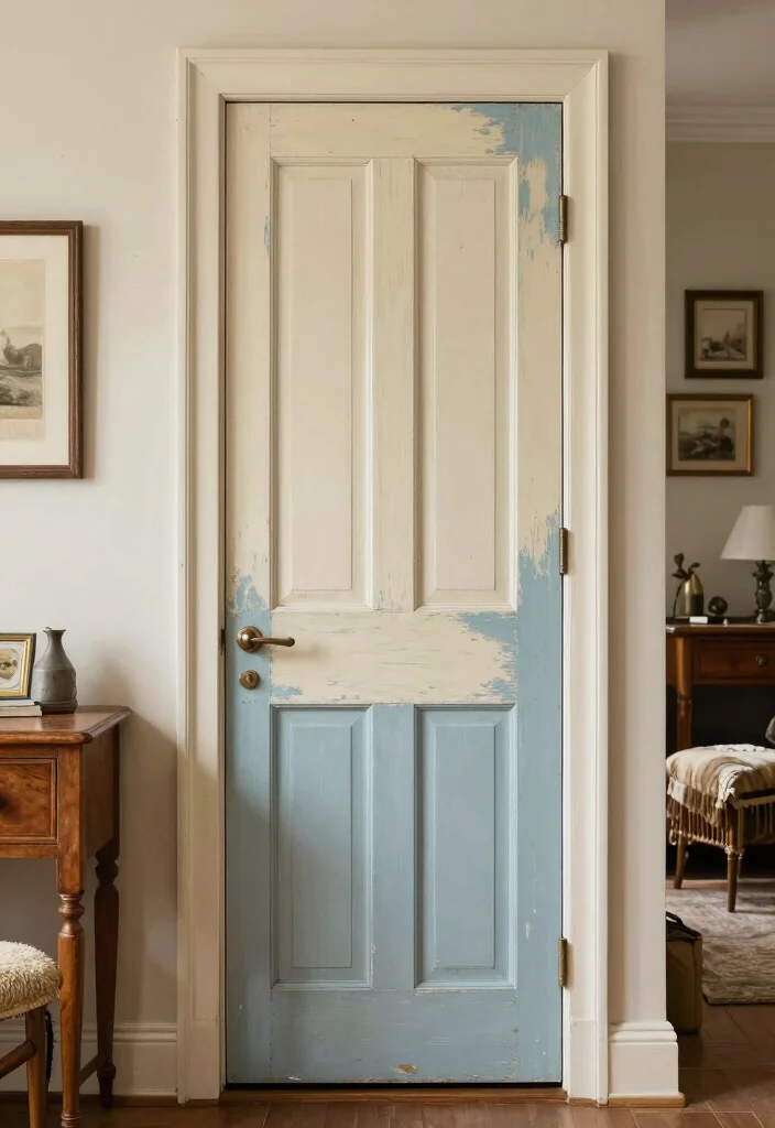 14 Closet Door Painting Ideas For Aesthetic Bedrooms - 5. Vintage Flair with Distressed Paint