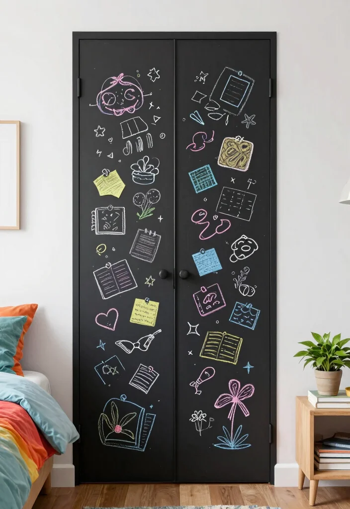 14 Closet Door Painting Ideas For Aesthetic Bedrooms - 7. Chalkboard Paint for Fun and Functionality