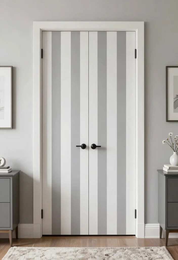 14 Closet Door Painting Ideas For Aesthetic Bedrooms - 9. Stripes for a Classic Touch