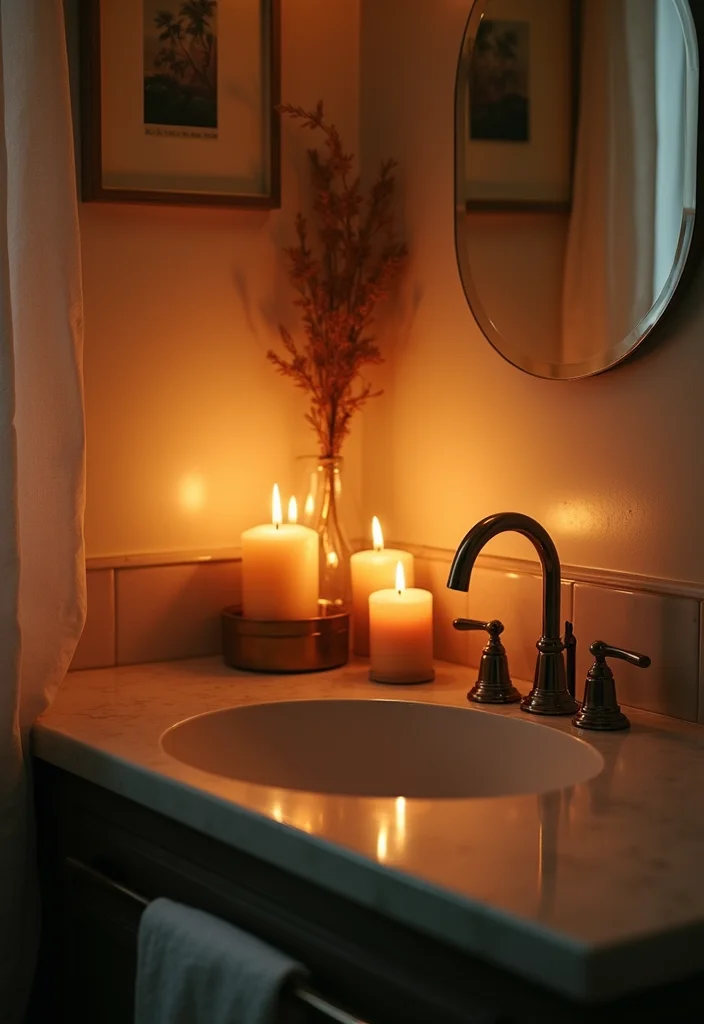 14 Coquette Bathroom Decor Ideas With Soft Aesthetic - 14. Cozy Candles and Scents