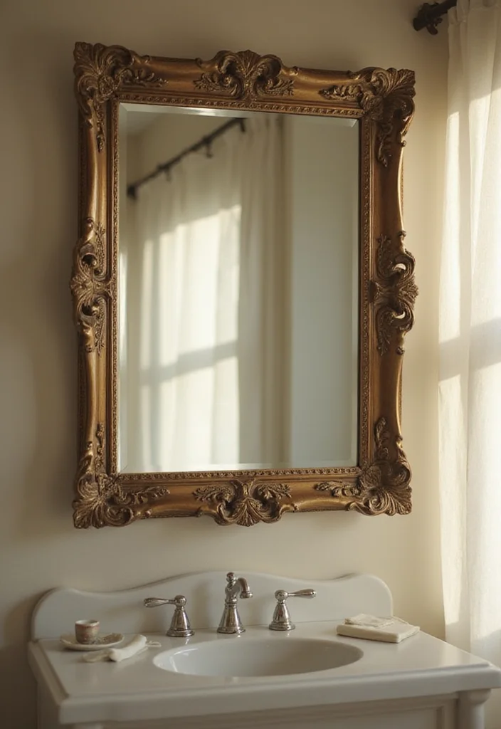 14 Coquette Bathroom Decor Ideas With Soft Aesthetic - 5. Vintage Mirrors