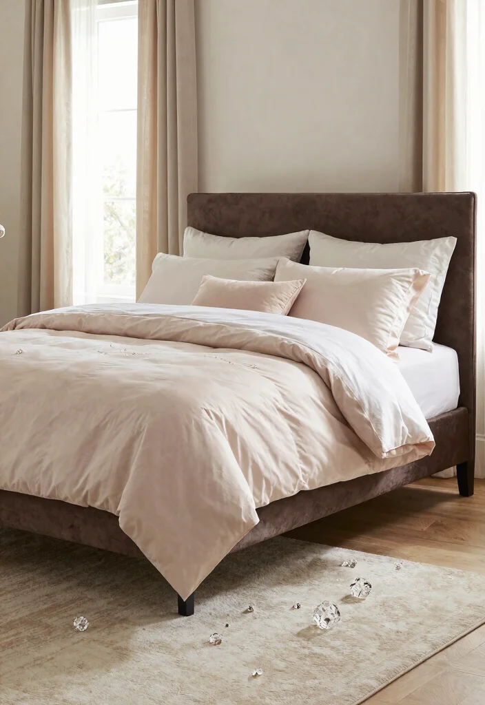 14 Dark Brown Bed Frame Bedroom Ideas For Girls With Style - 11. Soft Glam with a Touch of Class