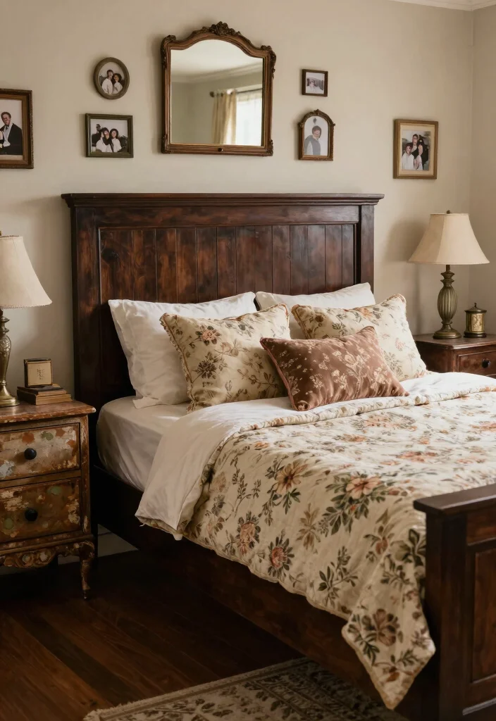14 Dark Brown Bed Frame Bedroom Ideas For Girls With Style - 3. Vintage Vibes: Rustic Elegance