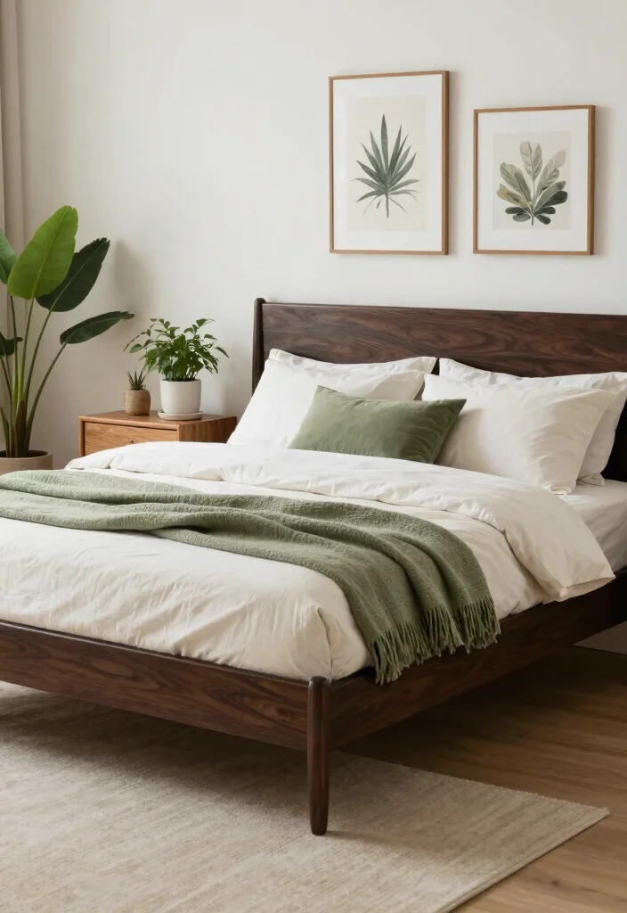 14 Dark Brown Bed Frame Bedroom Ideas For Girls With Style - 7. Nature-Inspired Serenity