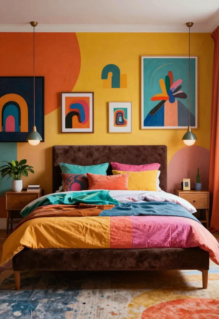 14 Dark Brown Bed Frame Bedroom Ideas For Girls With Style - 8. Artistic Expression: A Canvas of Creativity