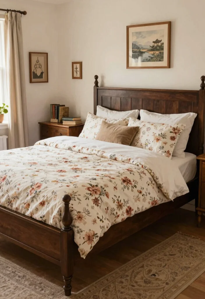 14 Dark Brown Bed Frame Bedroom Ideas For Girls With Style - 9. Cozy Cottage Charm