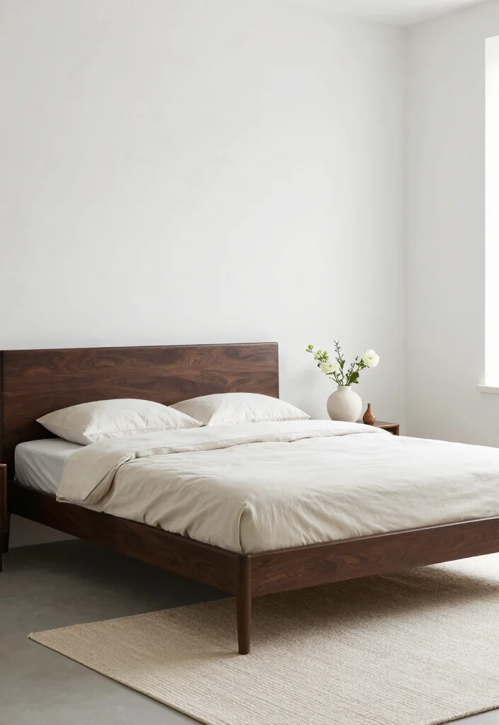 14 Dark Brown Bed Frame Farmhouse Bedroom Ideas With Rustic Warmth - 5. Minimalist Rustic Design