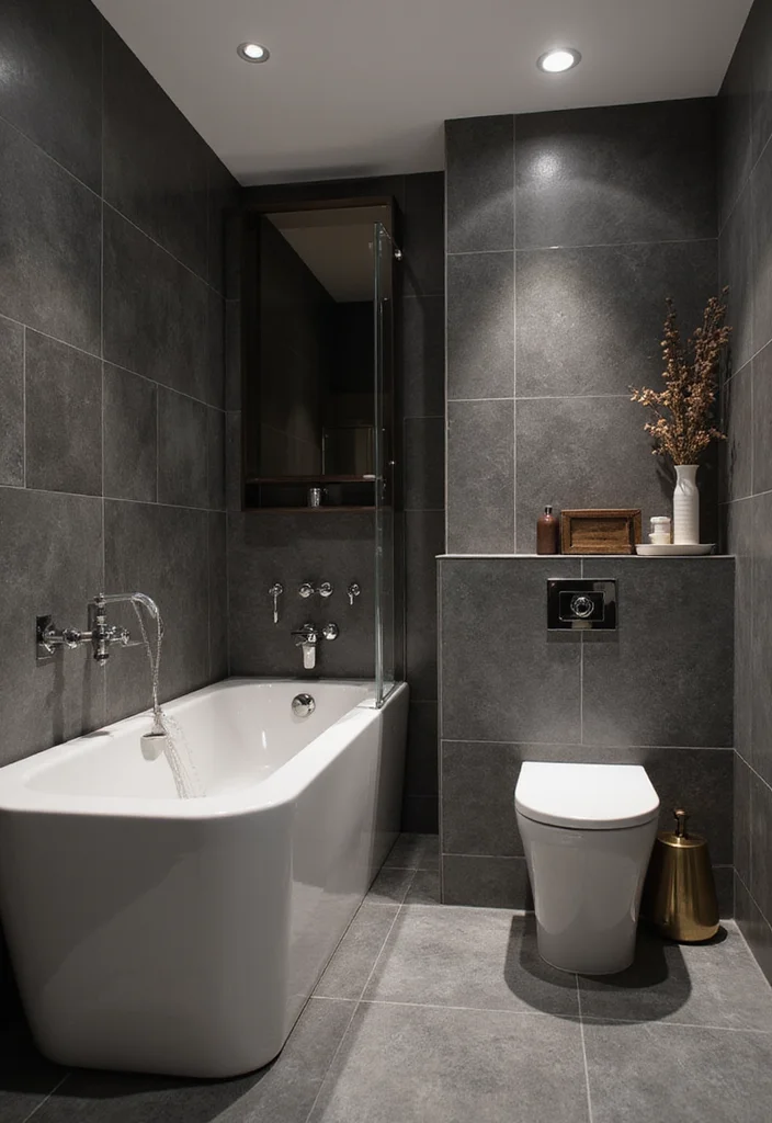 14 Dark Grey Tile Bathroom Ideas for Modern Homes - 14. High-End Accessories