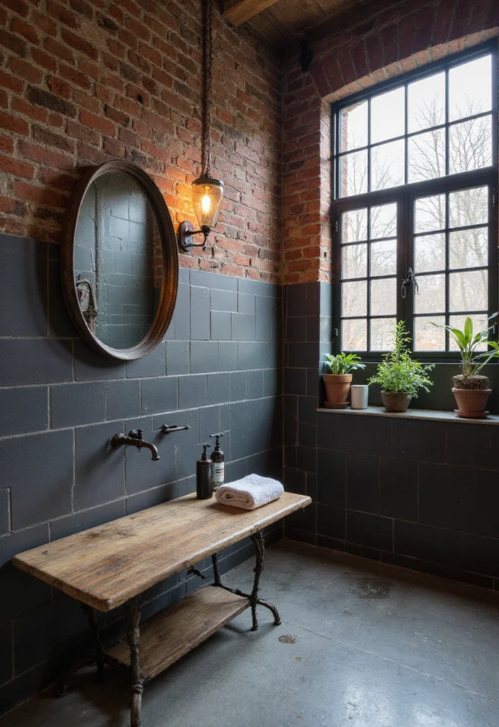 14 Dark Grey Tile Bathroom Ideas for Modern Homes - 5. Industrial Chic