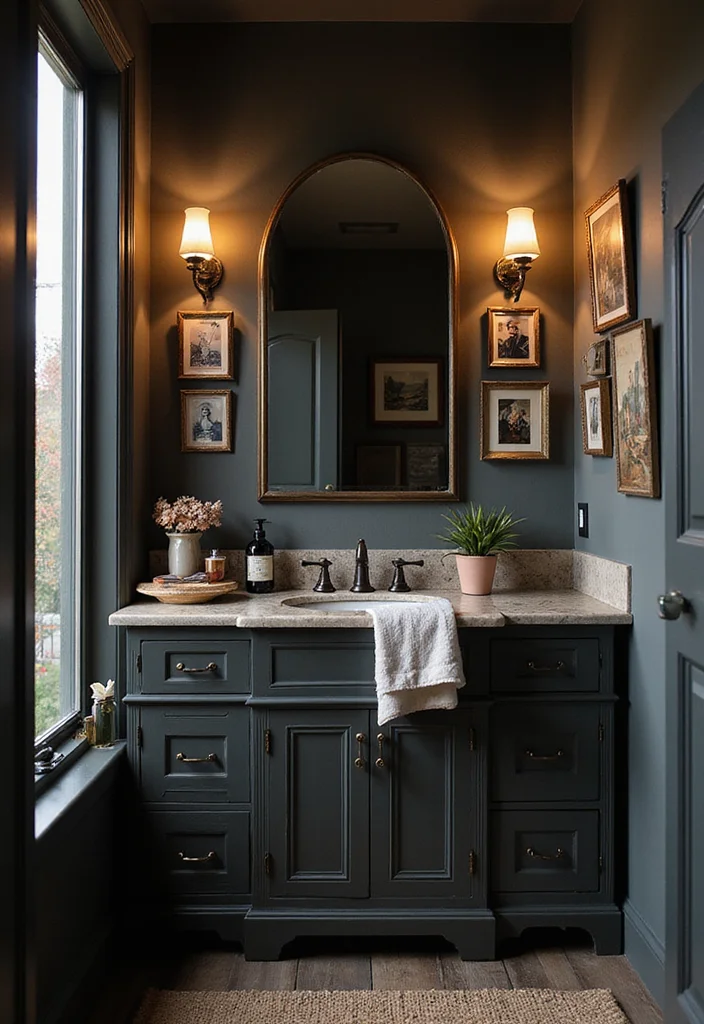 14 Dark Vanity Bathroom Ideas With Drama - 14. Personalized Touches