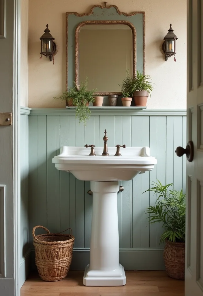 14 Farmhouse Bathroom Sink Ideas With Country Style - 1. Vintage Pedestal Sink