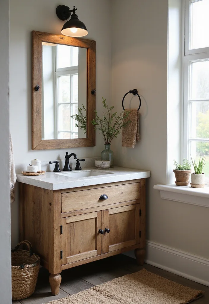14 Farmhouse Bathroom Sink Ideas With Country Style - 13. Farmhouse Style Vanity Sink