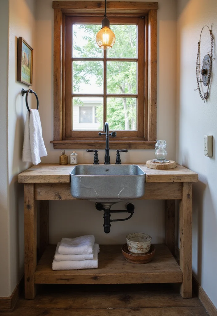 14 Farmhouse Bathroom Sink Ideas With Country Style - 5. Metal Bucket Sink