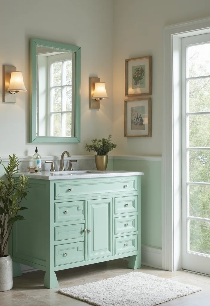 14 Green Bathroom Vanity Designs Trending Now - 12. Seafoam Green Relaxation