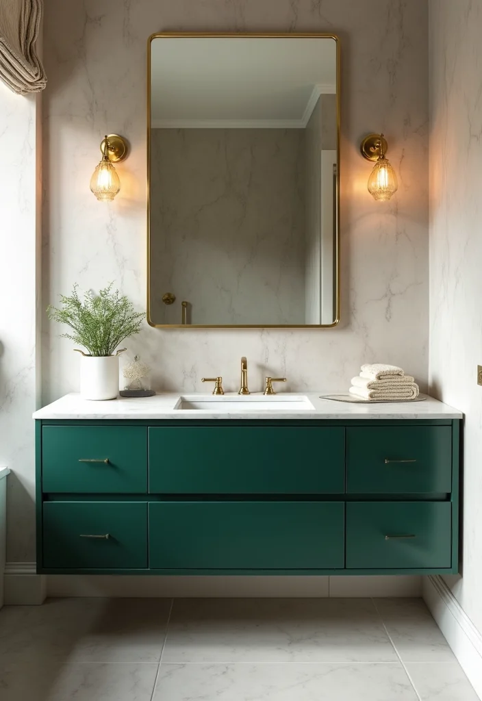14 Green Bathroom Vanity Designs Trending Now - 2. Deep Forest Green Elegance
