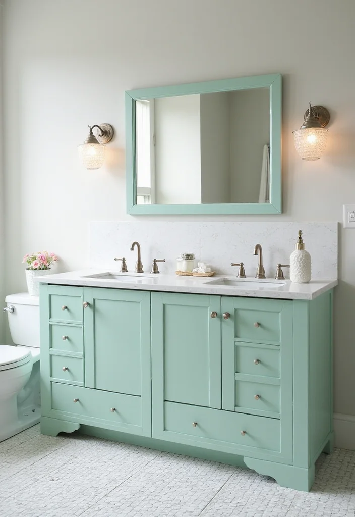 14 Green Bathroom Vanity Designs Trending Now - 3. Minty Fresh Vibe