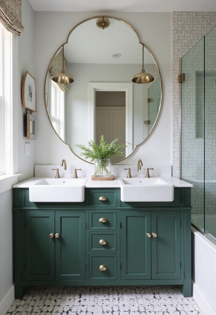 14 Green Bathroom Vanity Designs Trending Now - 6. Charcoal Green Sophistication
