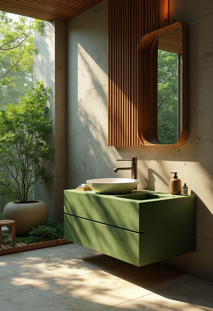 14 Green Bathroom Vanity Designs Trending Now - 8. Earthy Moss Green