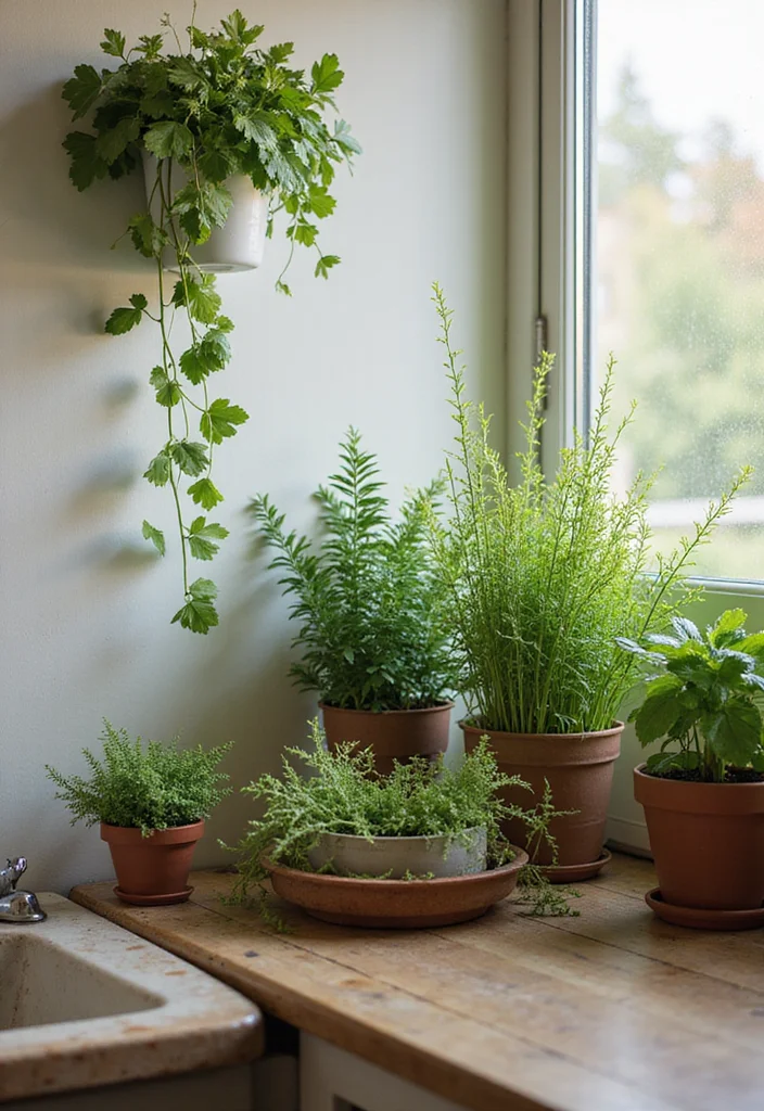 14 Green Wall Bathroom Ideas That Feel Natural - 13. Indoor Herb Garden