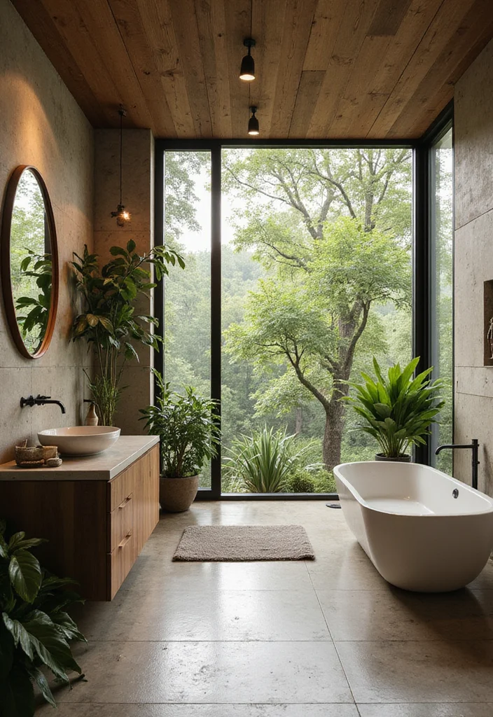 14 Green Wall Bathroom Ideas That Feel Natural - 4. Biophilic Design Elements