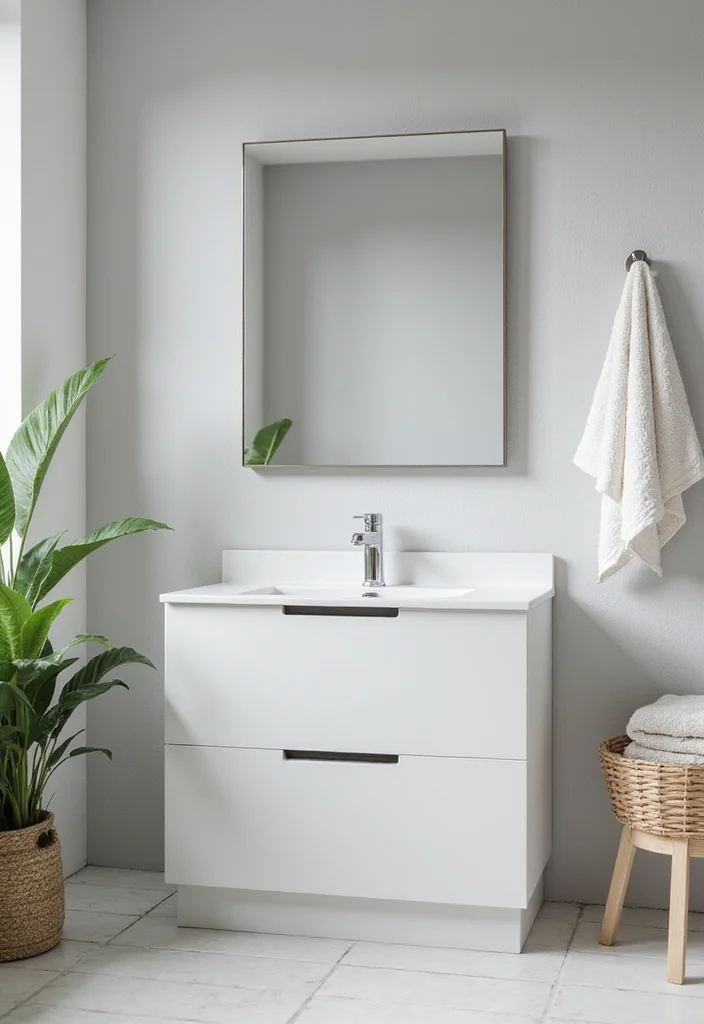 14 Grey Vanity Bathroom Wall Color Ideas - 1. Soft Dove Grey