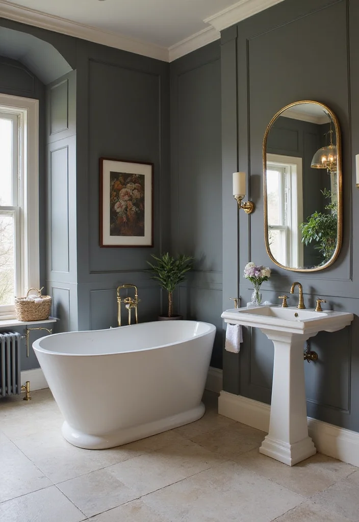 14 Grey Vanity Bathroom Wall Color Ideas - 7. Slate Grey