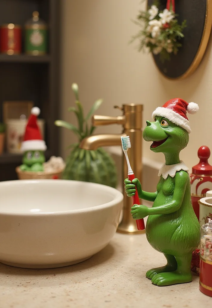 14 Grinch Bathroom Decor Ideas for Holiday Fun - 11. Grinch Toothbrush Holder