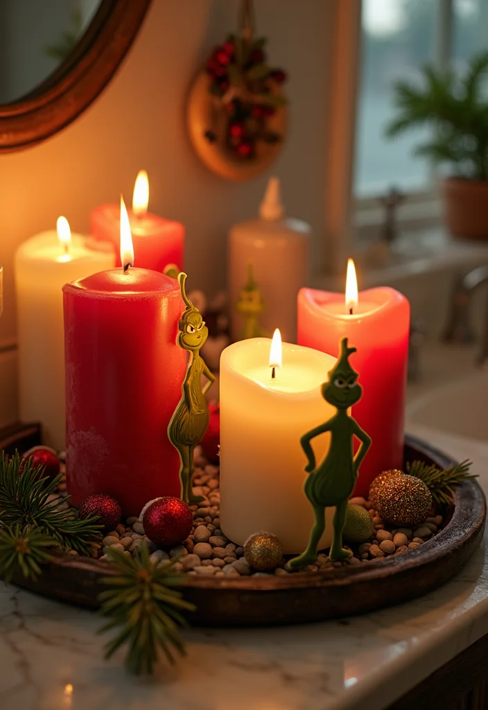 14 Grinch Bathroom Decor Ideas for Holiday Fun - 8. Holiday Scented Candles