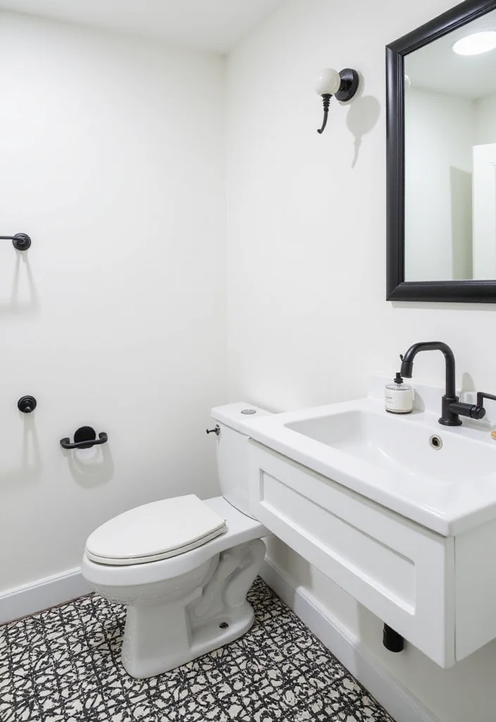 14 Metro Tile Bathroom Designs With Urban Style - 2. Bold Black and White Patterns