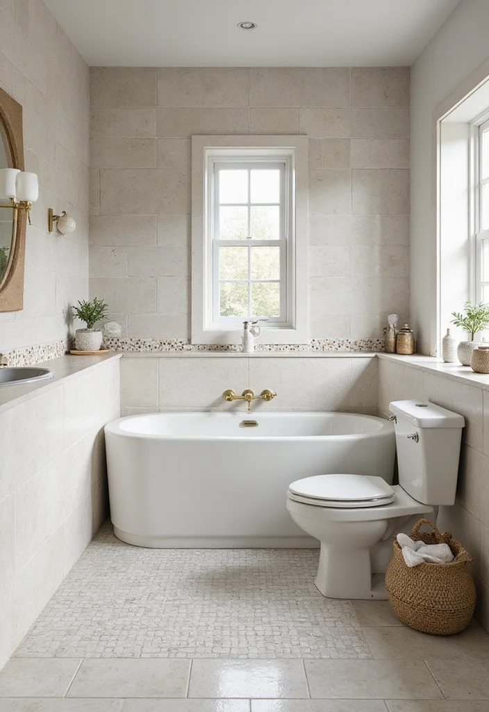 14 Metro Tile Bathroom Designs With Urban Style - 9. Mosaic Accents for a Pop of Color