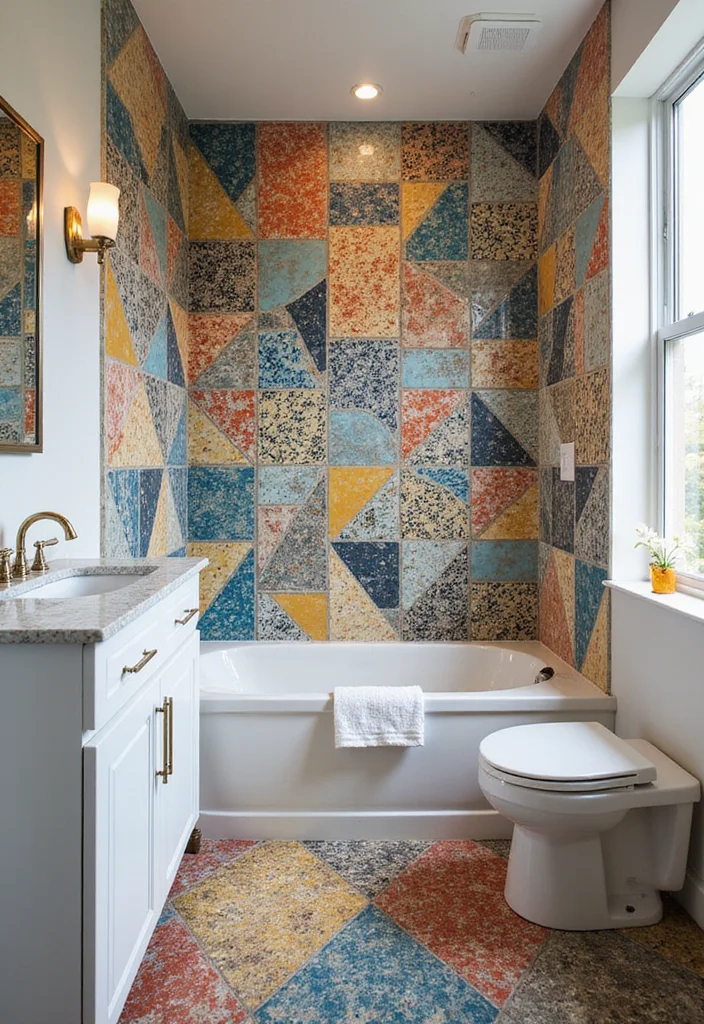 14 Mexican Tile Bathroom Ideas Full of Color - 1. Bold Geometric Patterns