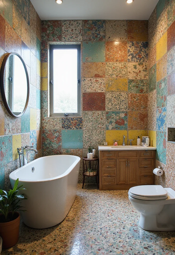 14 Mexican Tile Bathroom Ideas Full of Color - 10. Eclectic Tile Mix