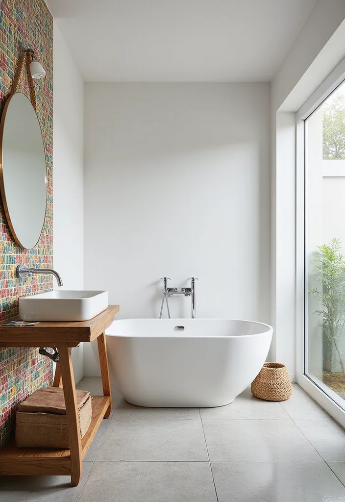 14 Mexican Tile Bathroom Ideas Full of Color - 11. Contemporary Minimalism