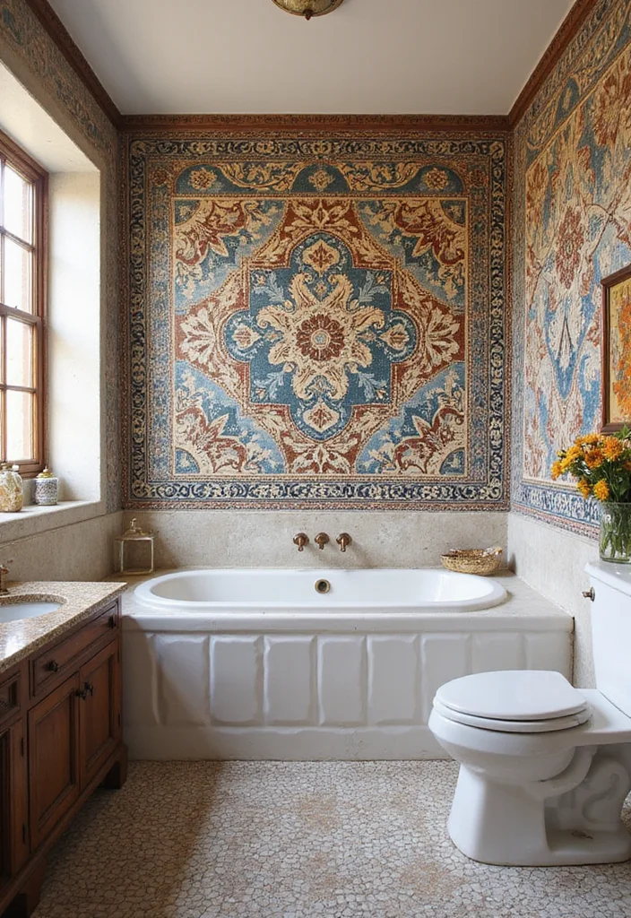 14 Mexican Tile Bathroom Ideas Full of Color - 8. Traditional Tile Patterns