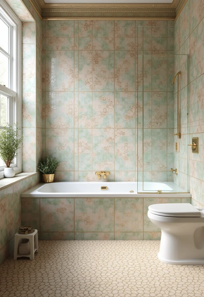 14 Mexican Tile Bathroom Ideas Full of Color - 9. Vintage-Inspired Tiles